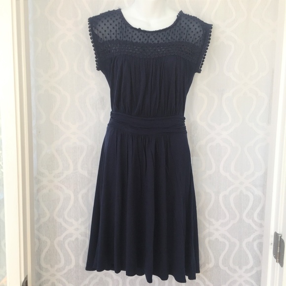 Boden Dresses & Skirts - Boden Navy Sheer Top Midi Dress